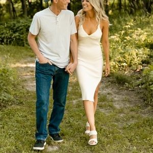 Twist-Front Midi Sweater Dress